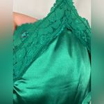 Vintage Lace Padded Christmas Green Satin Slip Cami Large Coquette Holiday Cute Photo 5