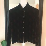 EAST Black Velvet Jacket With Red Buds Size M Photo 0