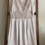 BCBGMAXAZRIA beige/grey delicate lace detailed sleeveless mini dress Photo 4