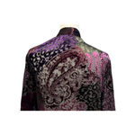 Velvet Burnout Kimono Jacket Size Medium Open Front Purple Green Patchwork Boho Photo 5