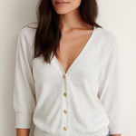Juicy Couture Juicy‎ Couture Cardigan Top Button Down Knit 3/4 Sleeve White Small Y2K Style Photo 0
