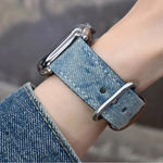 Denim Apple Watch Band Silver Hardware Size Small 38/40/41mm Blue Photo 2