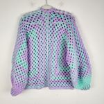 New Handmade Crochet Cardigan Open Front Sweater Premium Acrylic OS Purple Size undefined Photo 4
