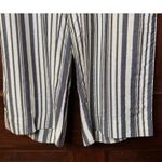 Loft Petite Small White, Blue & Silver Striped Pants with Tie Belt Photo 1