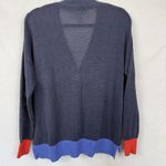 Boden Women's Linen Cardigan Sweater Blue Colorblock Red Cuff Size US 6 UK 10 Photo 4