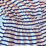 Women’s Striped Wrap Front Casual Elastic Waist Short Romper 3/4 Sleeve White Size M Photo 8