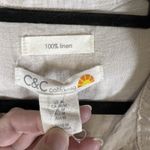 C&C California C & C California Womens M 100% Linen Button Up Blouse Long Sleeve Tan Beach Photo 3