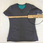 Med Couture Gold Gray Scrub Top M Photo 3