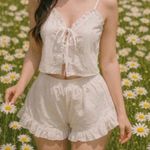 Colsie Two Piece Pajama Set 100% Cotton
Dotted Swiss w White Ruffle Hem Size L Photo 0