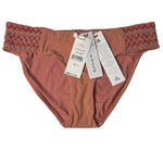 PilyQ  Lotus Smocked Tab Low Rise Hipster Bikini Bottom ONLY Sz S Swimsuit NWT Photo 2