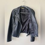 Gianni Bini  Distressed Blue Leather Moto Jacket Women’s Size XS Photo 2