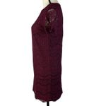 Lulus  X-Small Lace Shift Mini Dress Take Me to Brunch Rounded Neck Burgundy Photo 6