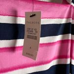 Talbots  Pink Navy White Striped Square Neck Pleated Sleeveless Dress Size 4 Photo 5