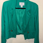H by Halston Halston Linen-Blend Jacket Blazer – Bright Green, Size small Photo 0