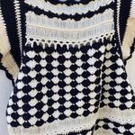 Unbranded Womens medium all knit crotchet white black ruffle sleeve unique top Photo 5