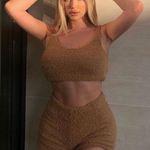 SKIMS  Cozy Knit Teddy pull on brown shorts 5 inch inseam size Large / XL Photo 1