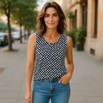 Chico's  Black‎ and White Geometric Tank Top - Size 3 (XL) Photo 1