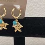 Nautica  Gold and Blue Hoop Earrings with Starfish Charms Photo 2