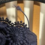 J.Crew Navy & Green Floral Crochet Lace Blouse Cap Sleeve Preppy Classic Sz M Photo 6