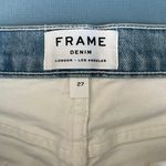 frame denim Arizona Le High Waist Color block Straight Leg White Cropped Jeans Photo 5