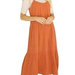 Very J  | Small | 100% Cotton Yellow Tiered Gauzy Shoulder Tie Midi Sundress Photo 6