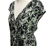 Soma  Jersey Dress Womens L Black Multi Floral Surplice Faux Wrap Comfort Cottage Photo 3