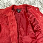 Style of New York Petite Women’s Sz L Red Suede Button Down Jacket Fall Festive Photo 9
