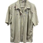 Vintage Napa Valley Embroidered Short Sleeve Button Up Blouse Striped Shirt XL Yellow Photo 6