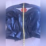 Vintage SHAF Black Leather Biker Jacket Fringe Motor Harley Davidson XL Motorcy Photo 11
