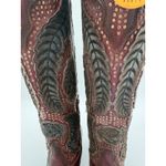 Corral Western Dark Pink Maroon Artisan Denim Embroidery OTK Stud Boot A4703 8 Photo 1