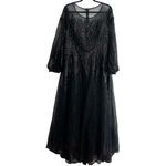 Mac Duggal NEW NWT Jewel Encrusted Illusion Long Sleeve A Line Maxi Gown Black Photo 3