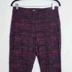JM Collection Black and Burgundy Pull-on Ankle Pants Size Medium Red Print Pants Photo 2