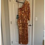 Mac Duggal 10788 One Sleeve High Slit Sequined Dress - Size 10 - Copper - NWT Photo 6