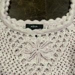 AQUA  Women's Lilac and White Crochet Crop Top Photo 2