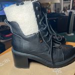 Marc Fisher  Black‎ Lansly Genuine Leather Fur Lined Combat Boots size 8.5 Photo 5