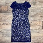 Jackie Jon New York Navy Blue Lace Sequin Beaded Cocktail Dress Size 6 Photo 2