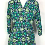 All For Color Womens Belted Tunic Top  Size S Green Geometric Print Floral NEW‎ Photo 0