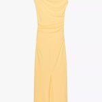 ZARA  maxi fitted bodycon dress butter yellow casual wedding party evening Photo 12
