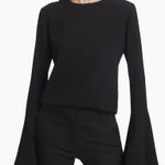 frame denim Frame Flutter Sleeve Top Size Small Bell Sleeve Blouse Black Photo 0