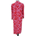 Loft  Floral Long Kimono Pink‎ Red Swim Cover Outfit Topper Tropical Size XS/S Photo 3