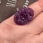 Vintage 1970s Purple Resin Floral Statement Ring Adjustable Photo 4