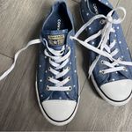Converse Denim Blue Sneakers with White Polka Dot and Gold Accents Size 6 Photo 1