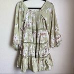 Jaase  off shoulder mini dress size Medium‎ green floral Photo 4