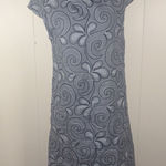 Lina Tomei Linen Cap Sleeve Embroidered Blue Dress Small Pockets‎ Photo 0