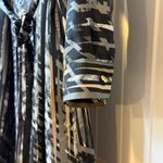 Dana Buchman  Womens PXL Black Geometric Print Wrap Dress Long Sleeve Tie Waist Photo 6