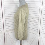 Petite Sophisticate Vintage Beaded Linen Blend V Neck Sweater Olive Medium Photo 1