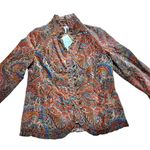 Katie Todd 70s Style Retro Ruffle Paisley Orange Blazer New Medium Photo 1