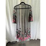 Merchant Women's Sheer Mesh Embroidered Floral Applique Cover Up Midi Cardigan M Size M Photo 3