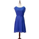 Reiss  Thena Royal Blue Silk Midi Dress Size 8 Sheer Belted Overlay Fit & Flare Photo 2