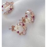 Ramla Rose Gold Crystal Pearl Flower Stud Earrings Dainty Butterfly Design NWOT Photo 11